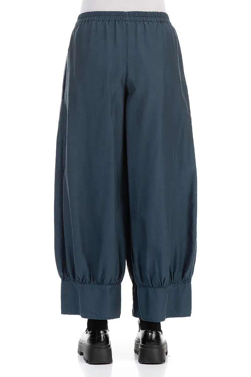 Taper Midnight Blue Silk Cotton Trousers