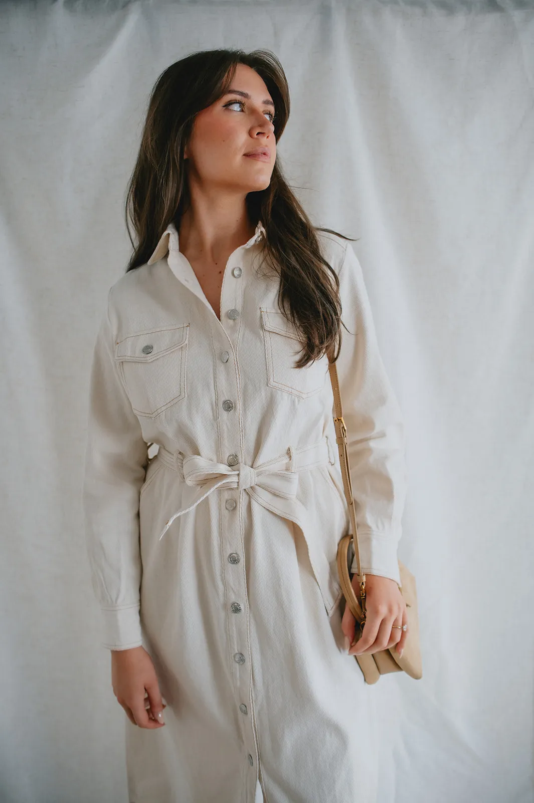 The Clotilda Denim Dress by FRNCH - Creme