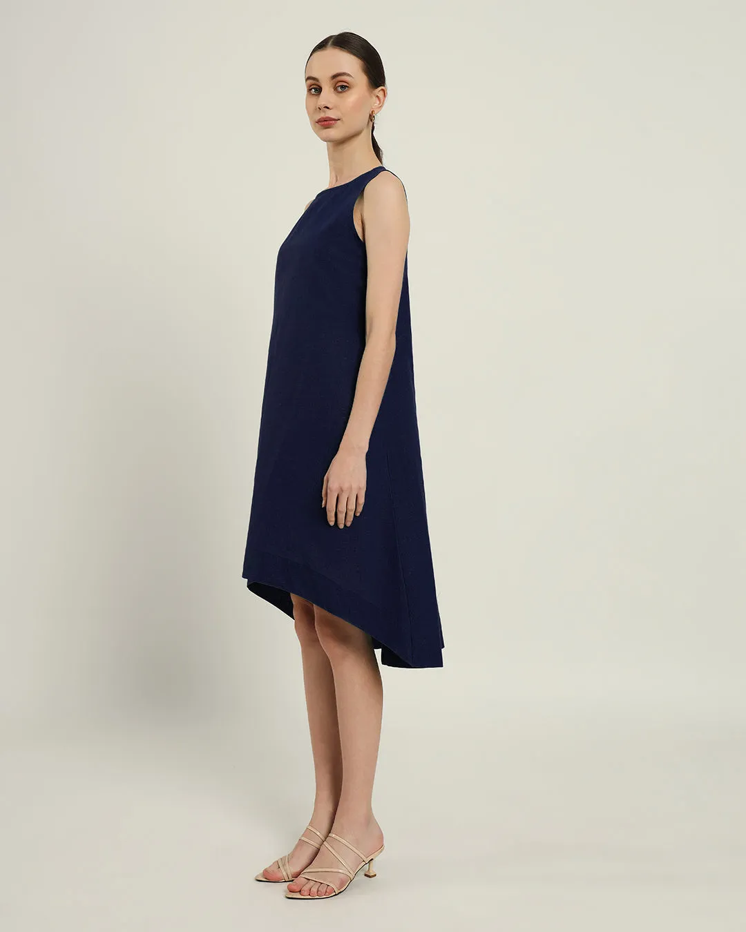 The Odesa Daisy Midnight Blue Linen Dress