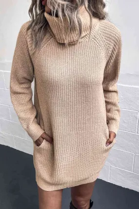 Turtleneck Sweater Dress with Pockets