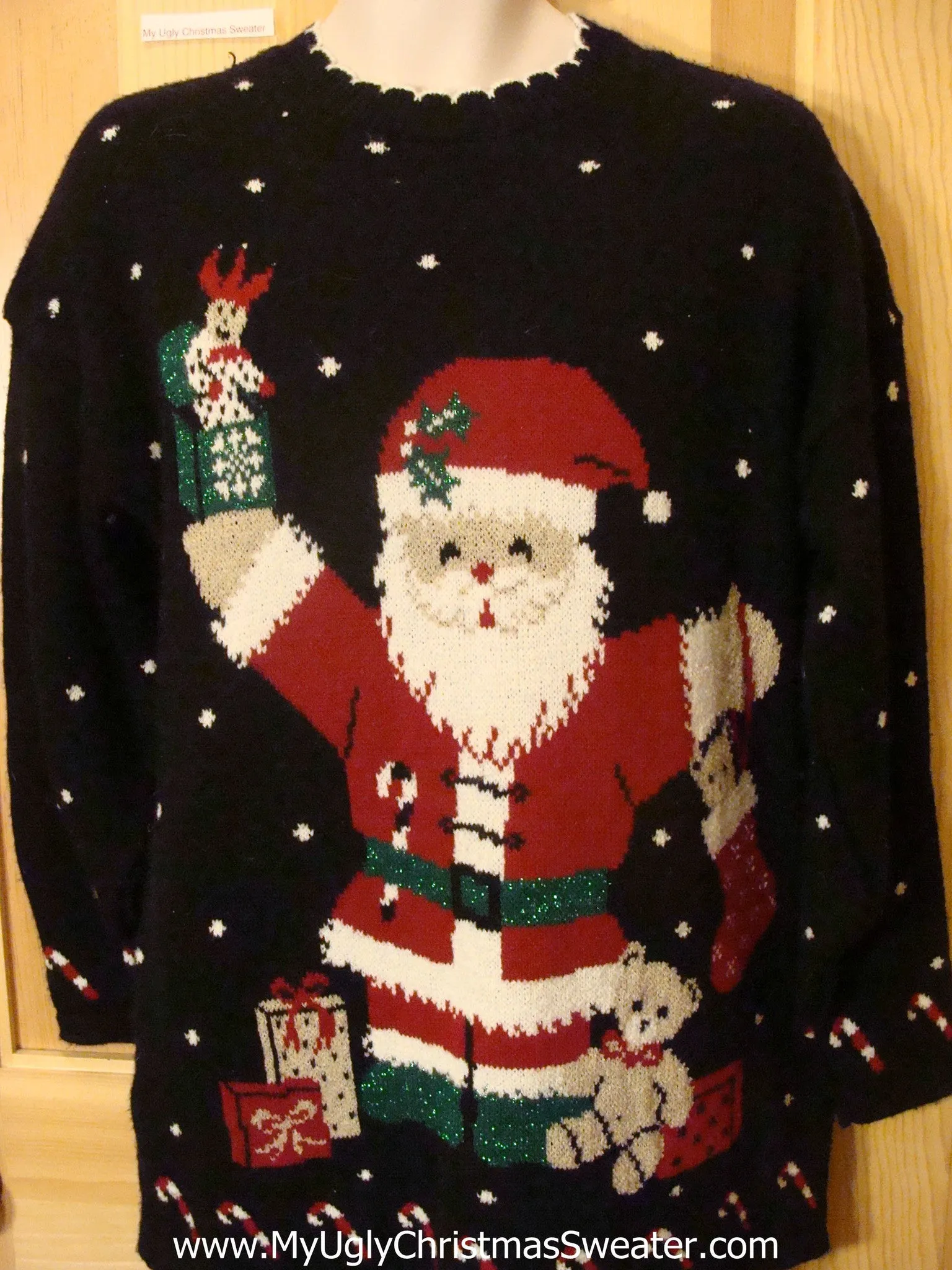 Ugly Christmas Sweater 80s Pullover with Huge Santa