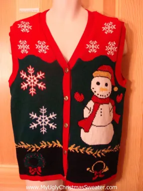 Ugly Christmas Sweater Huge Colorful Snowman Vest