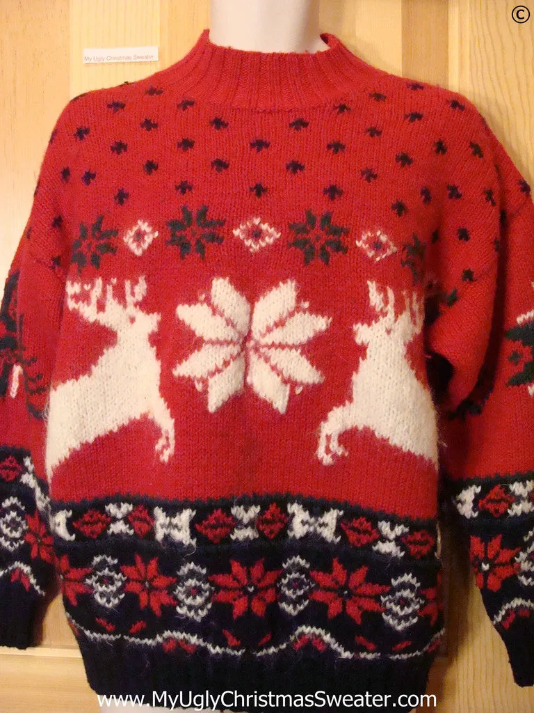 Ugly Christmas Sweater Party Vintage Reindeer Sweater (v35)