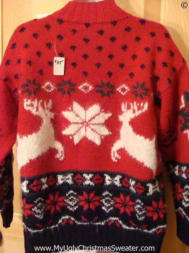 Ugly Christmas Sweater Party Vintage Reindeer Sweater (v35)