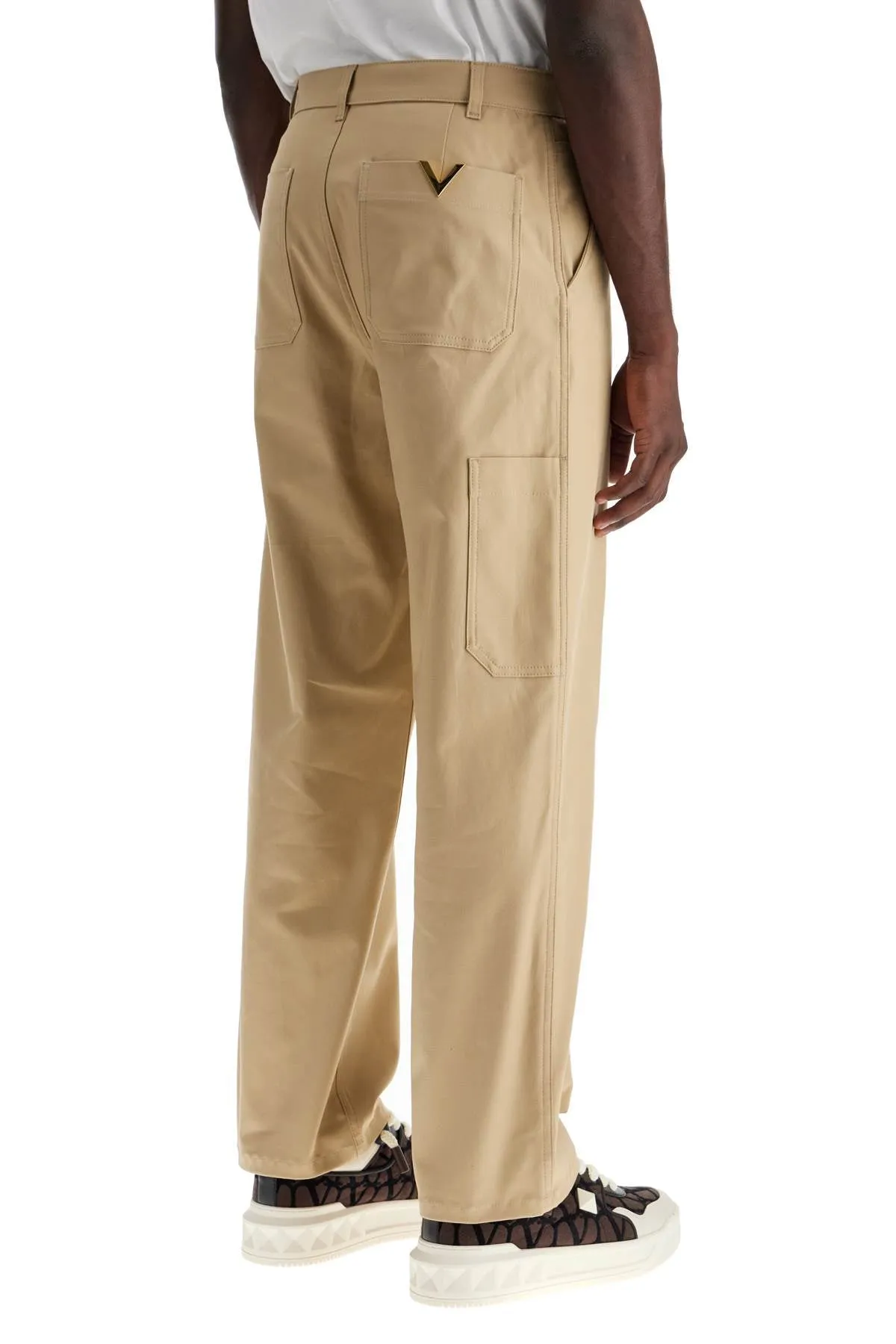 VALENTINO GARAVANI stretch canvas cargo pants for men.