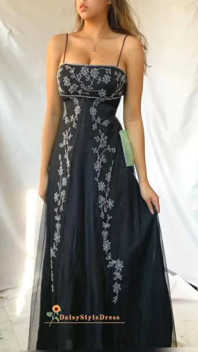 Vintage Dark Navy Prom Dress