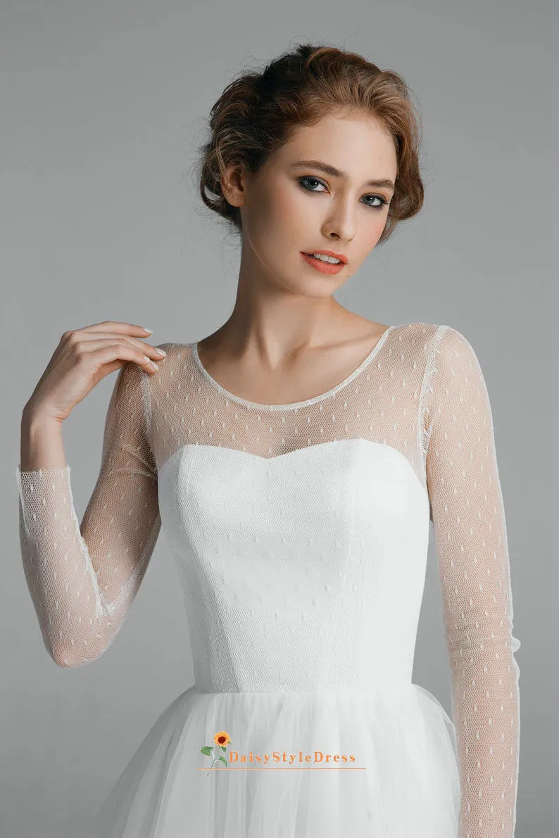 Vintage Tea Length Long Sleeve Wedding Dress