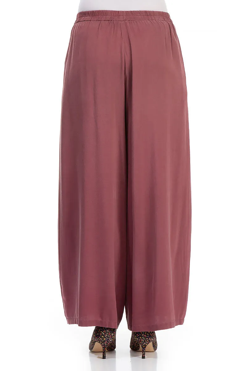 Wide Maroon Silk Trousers