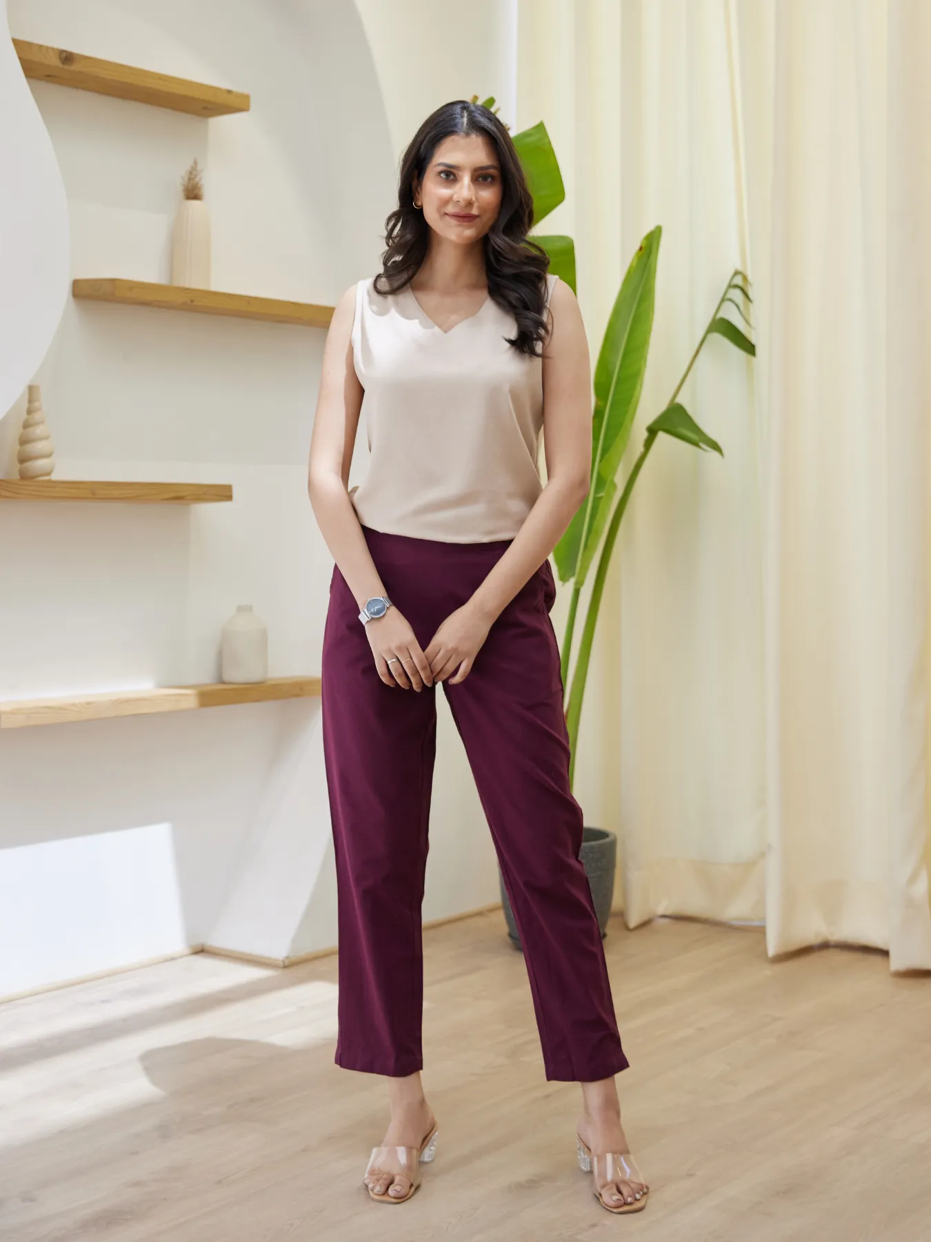 Wine 100% Cotton - Everyday Pants