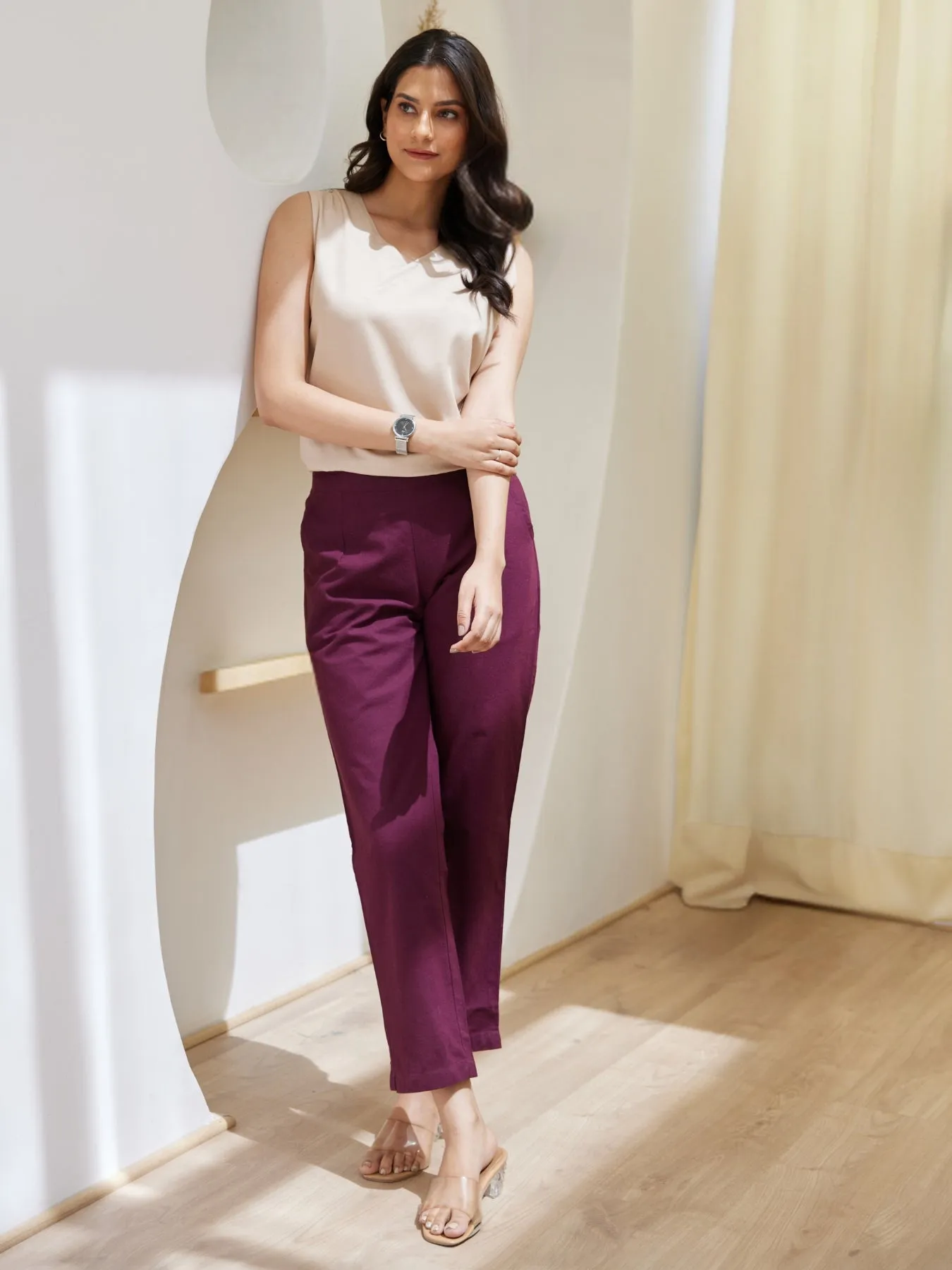 Wine 100% Cotton - Everyday Pants