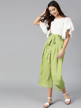 women solid top with culottes