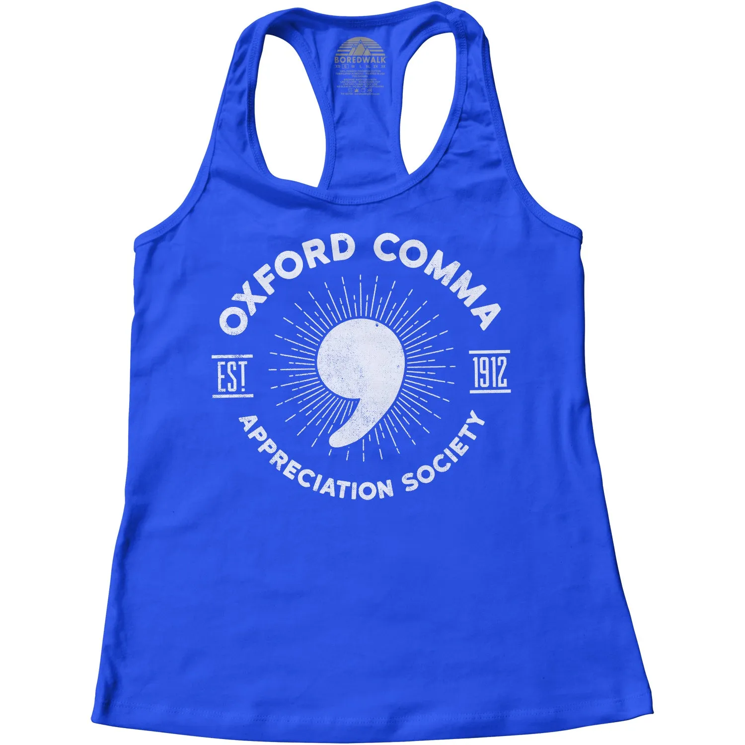 Women's Oxford Comma Appreciation Society Racerback Tank Top