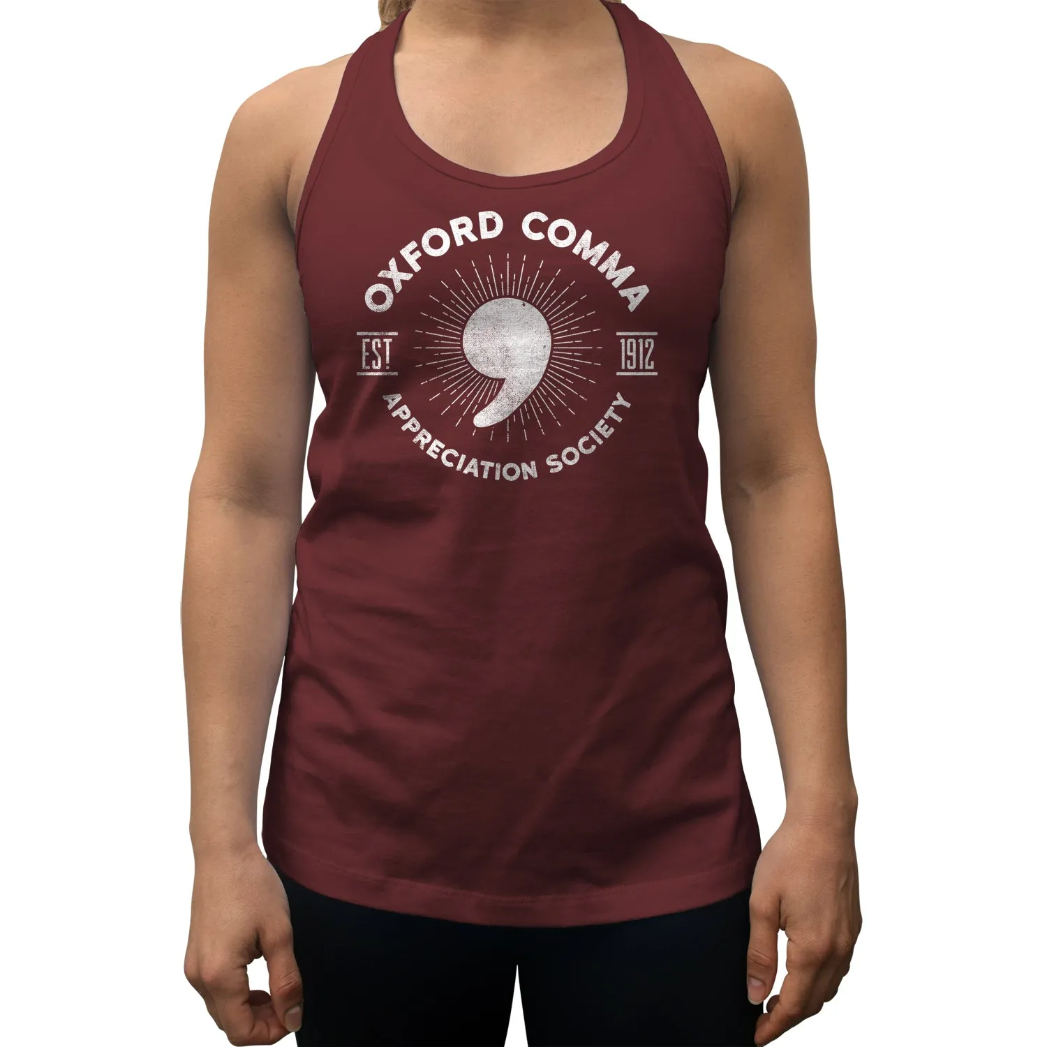 Women's Oxford Comma Appreciation Society Racerback Tank Top