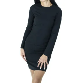 Women's Ribbed Sheath Casual Dress,Black